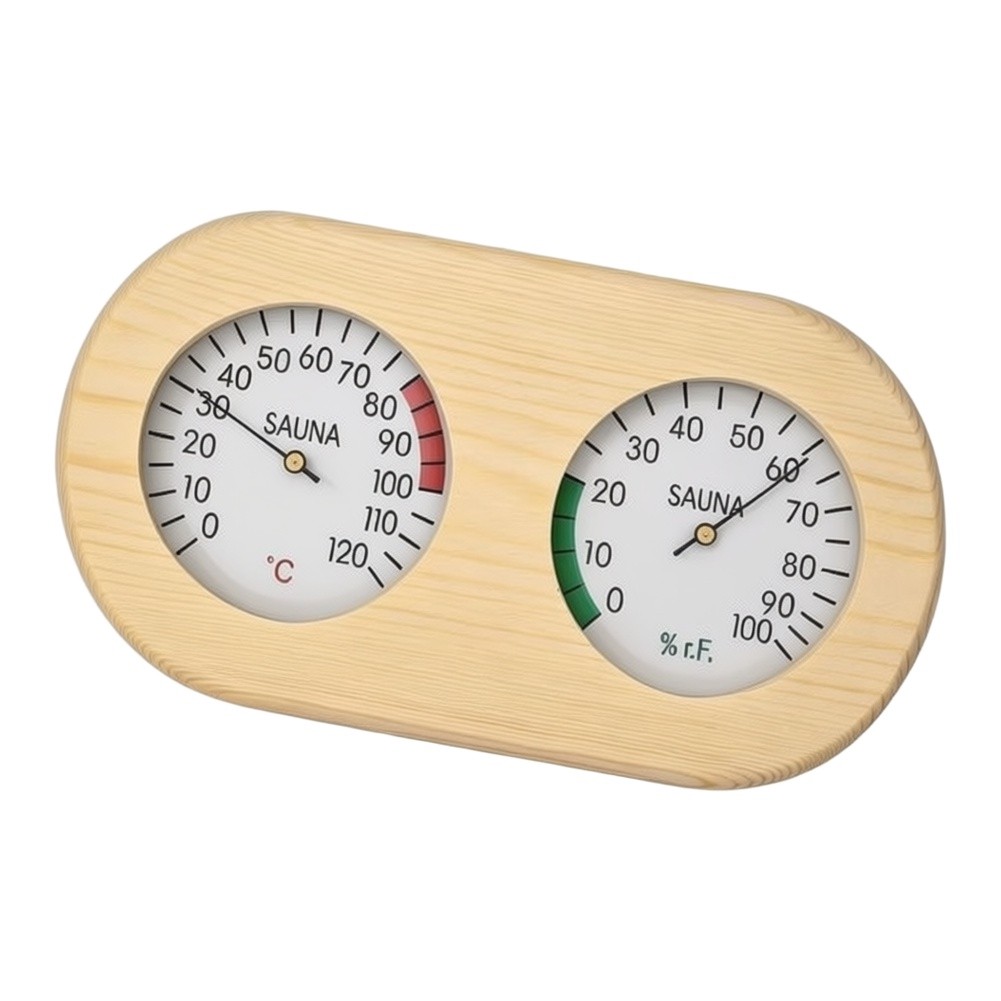 Spa Wellness Center - 1Pc デュアル温度湿度計温湿度計サウナルームスパウェルネスセンター用木製湿度計監視ツール