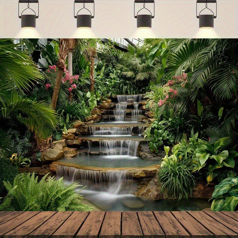 滝庭園タペストリー 緑豊かな熱帯植物 石の階段 池 穏やかな - Spa Wellness Center のレビューと価格