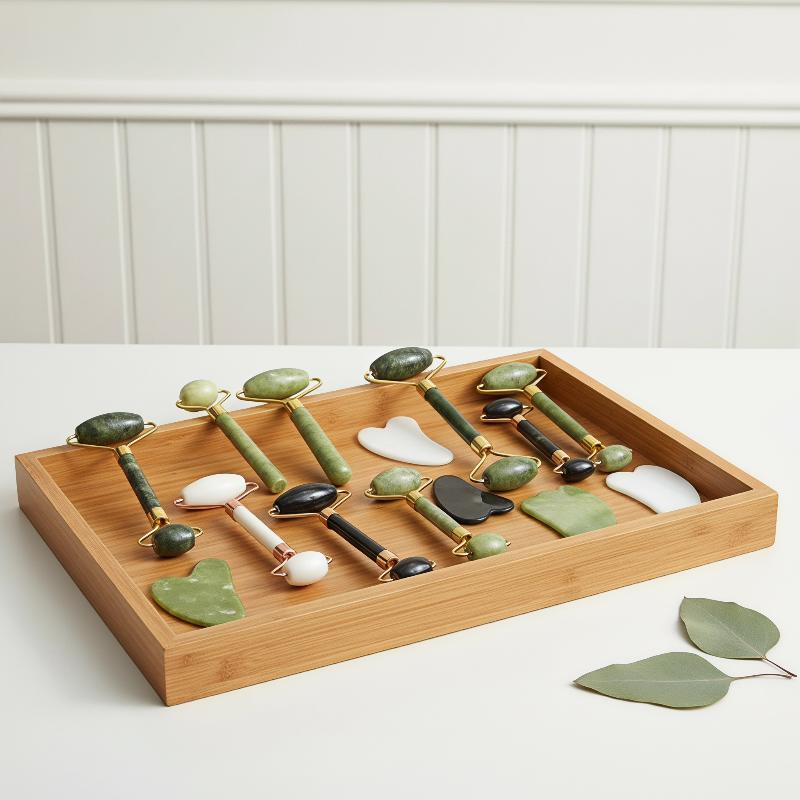 1/2個 天然翡翠ローラー グアシャストーン マッサージャー - Jade Roller Stone のレビューと価格
