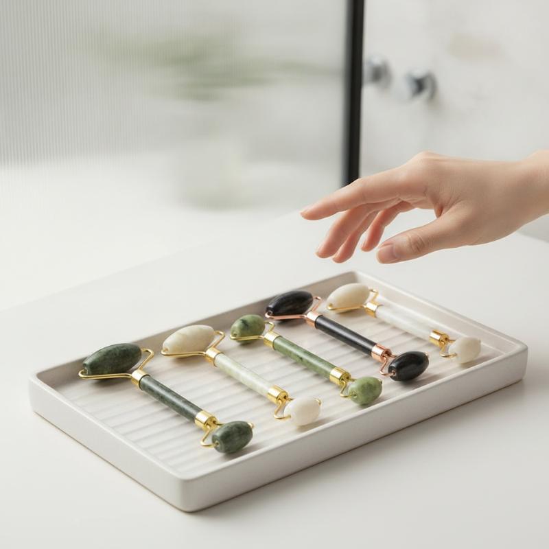 1/2個 天然翡翠ローラー グアシャストーン マッサージャー - Jade Roller Stone のレビューと価格